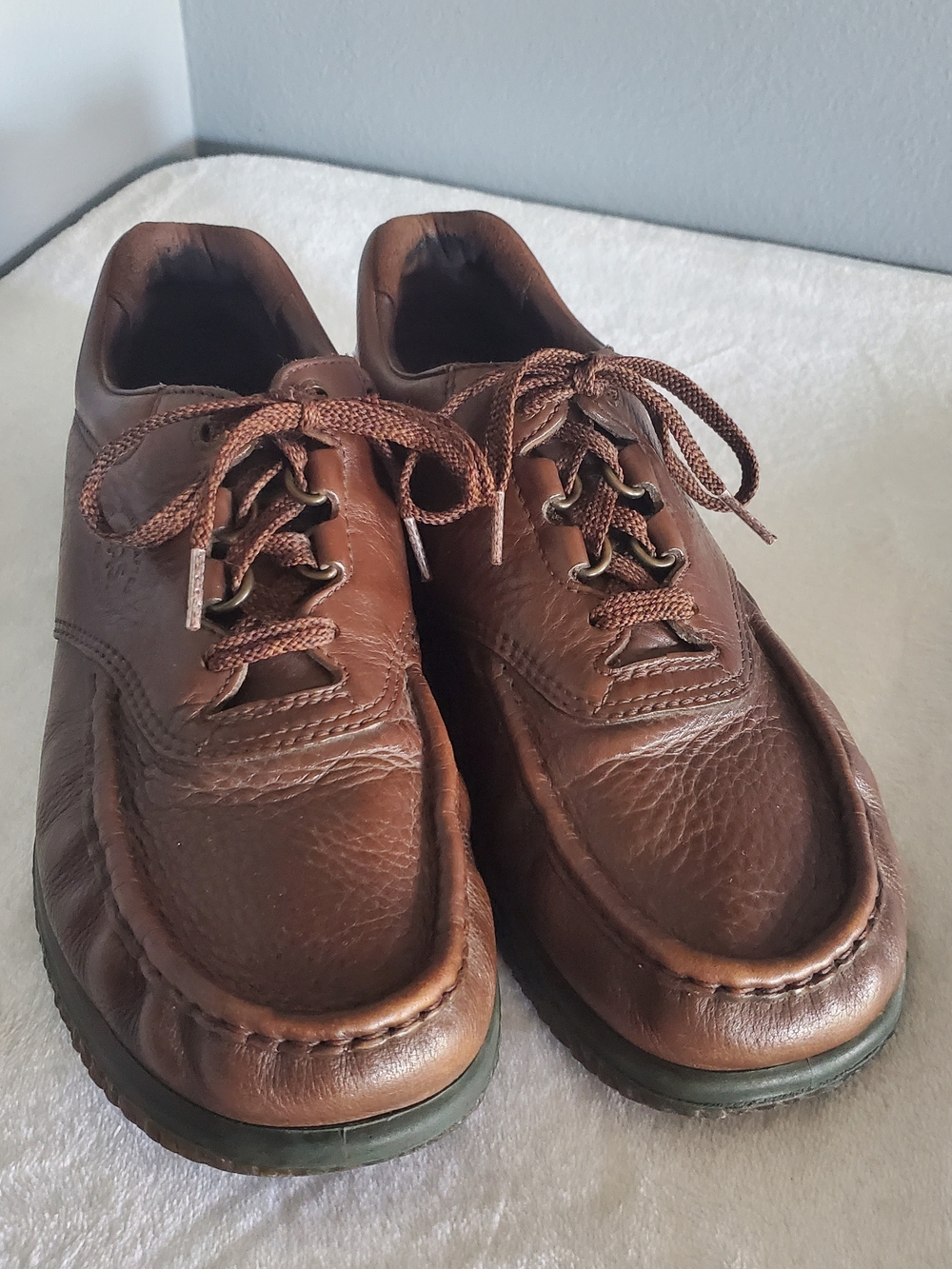 SAS Men's Brown Leather Pathfinder Moc Toe Lace Up Casual Shoes Size 10 N USA